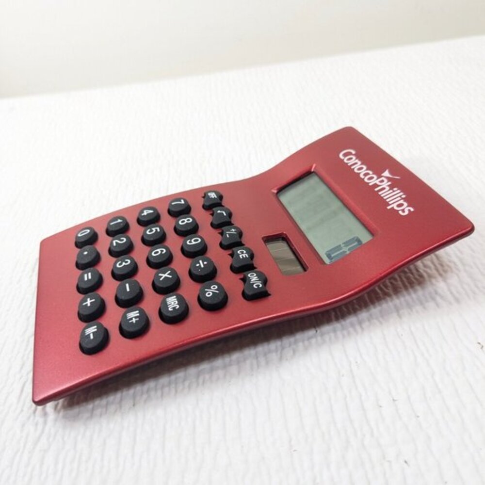Conoco Phillips calculator red metal promotional item conocophillips clear back - Picture 5 of 9